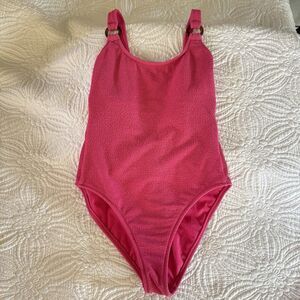 Shade & Shore Pink Crinkle One Piece Swimsuit Womens XS Target Beach Vacation